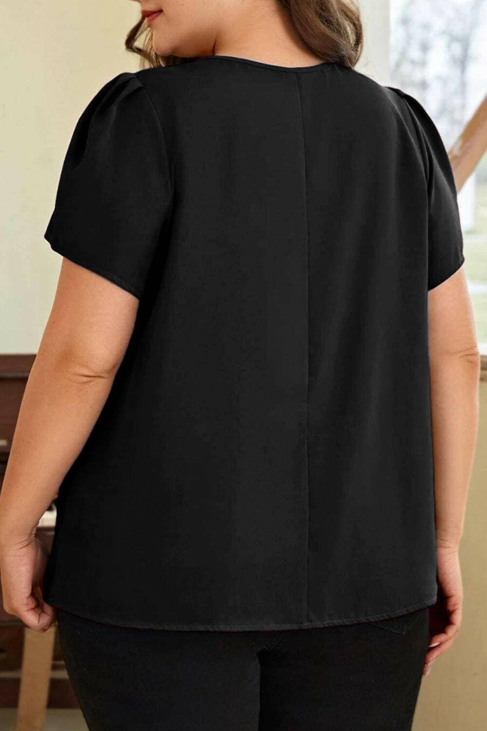 Curvy Round Neck Sheer Blouse - Plus SizeCurvy Round Neck Sheer Blouse - Plus Size
 Upgrade your wardrobe with our Curvy Round Neck Sheer Blouse, tailored for plus-size women who embrace elegance and comforLove Salve Curvy Round Neck Sheer Blouse -plus