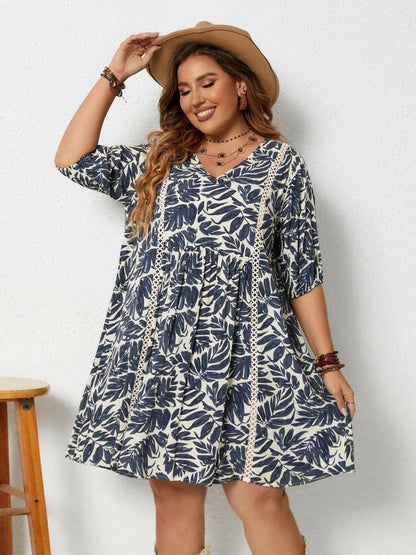 Plus Size Printed V-Neck Half Sleeve Mini DressPlus Size Printed V-Neck Half Sleeve Mini Dress
 Indulge in effortless style with our Plus Size Printed V-Neck Half Sleeve Mini Dress. Elevate your wardrobe with thiLove Salve -Neck Half Sleeve Mini Dressplus