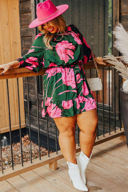 Lantern Sleeve Plus Size Dress with Printed Ruffle HemUpgrade Your Style with Our Lantern Sleeve Plus Size Dress
 Step out in confidence with our Lantern Sleeve Plus Size Dress featuring a charming Printed Ruffle Hem, dLove Salve Printed Ruffle Hemplus