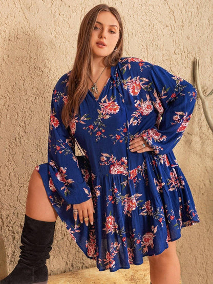 Printed Balloon Sleeve Plus Size Tie Neck Mini DressPrinted Balloon Sleeve Plus Size Tie Neck Mini Dress
 
 Upgrade Your Style with our Printed Balloon Sleeve Plus Size Tie Neck Mini Dress! This chic and stylish mini Love Salve Size Tie Neck Mini Dressplus