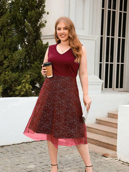 V-Neck Sleeveless Midi Dress for Curvy LadiesEnhance Your Style with the V-Neck Sleeveless Midi Dress
 Step out in confidence and style with our V-Neck Sleeveless Midi Dress designed especially for curvy ladiesLove Salve -Neck Sleeveless Midi Dressplus