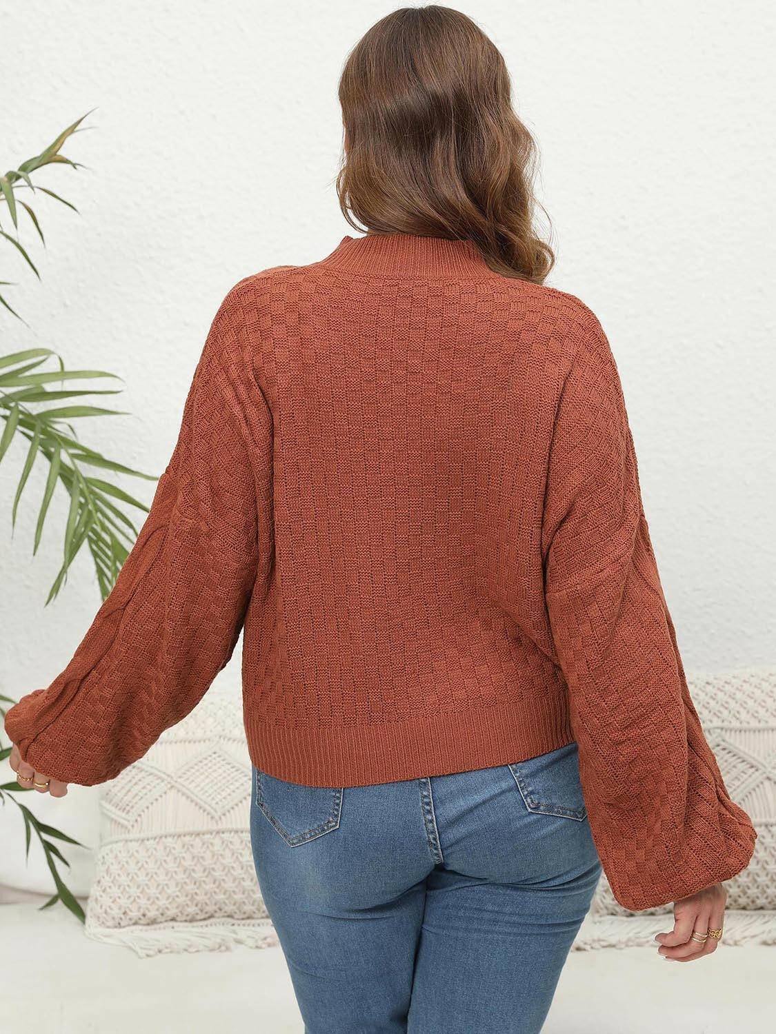 Cozy Cable Knit Mock Neck Plus Size SweaterStay Warm in Style
 Wrap yourself in comfort and style with our Cozy Cable Knit Mock Neck Plus Size Sweater. Perfect for chilly days, this sweater is a must-have addLove Salve Cozy Cable Knit Mock Neckplus