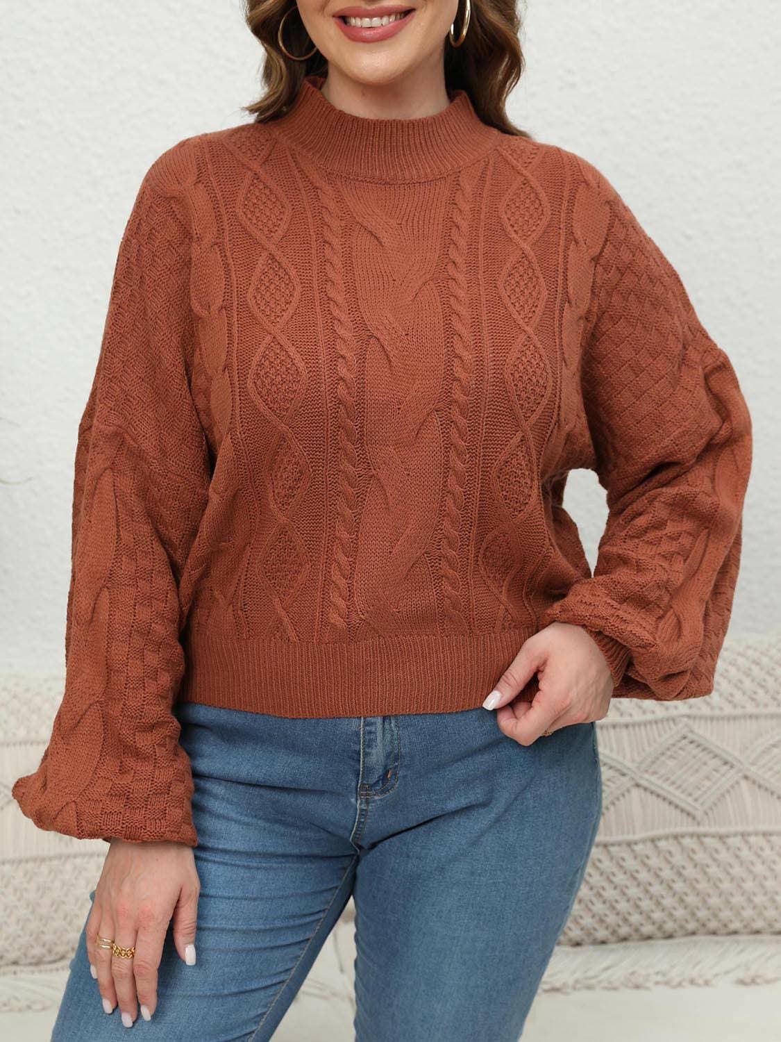 Cozy Cable Knit Mock Neck Plus Size SweaterStay Warm in Style
 Wrap yourself in comfort and style with our Cozy Cable Knit Mock Neck Plus Size Sweater. Perfect for chilly days, this sweater is a must-have addLove Salve Cozy Cable Knit Mock Neckplus