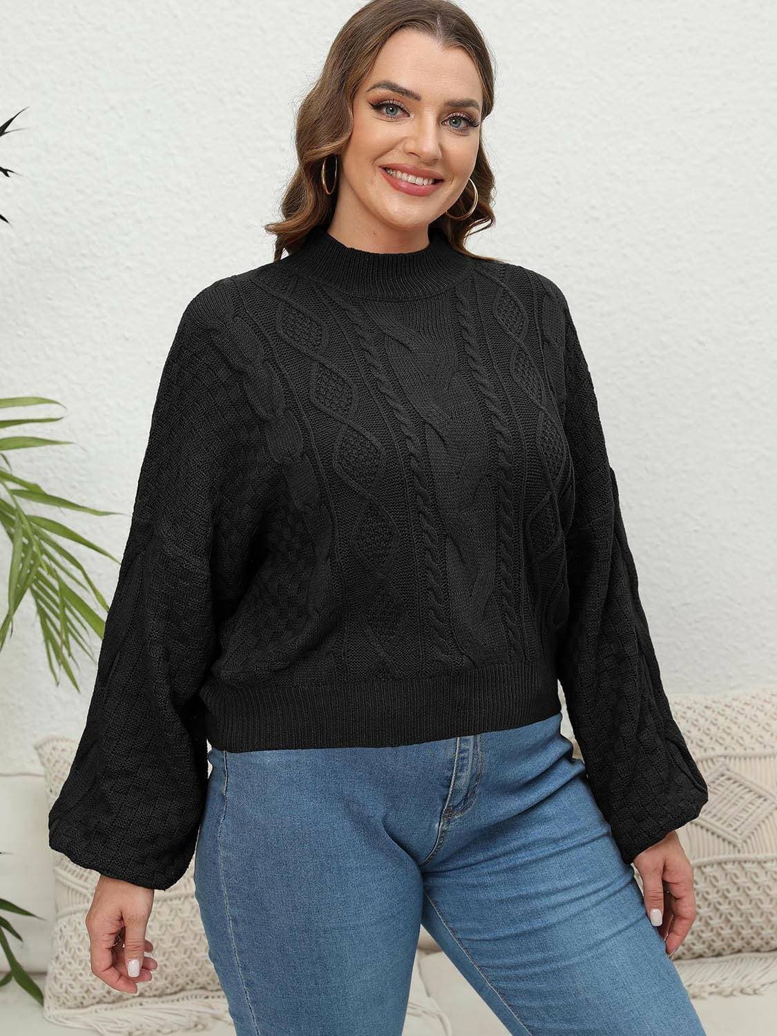 Cozy Cable Knit Mock Neck Plus Size SweaterStay Warm in Style
 Wrap yourself in comfort and style with our Cozy Cable Knit Mock Neck Plus Size Sweater. Perfect for chilly days, this sweater is a must-have addLove Salve Cozy Cable Knit Mock Neckplus