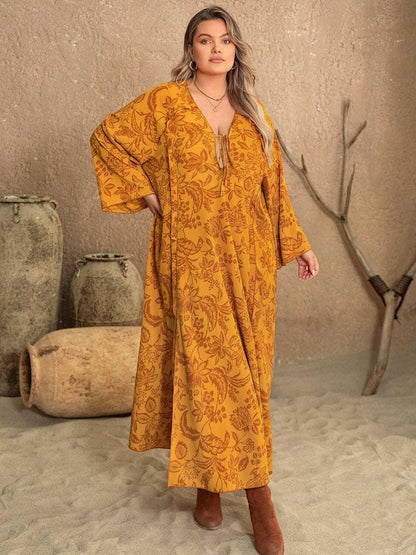 Elegant Printed Plus Size Slit Long Sleeve DressUpgrade Your Wardrobe with Style: Elegant Printed Plus Size Slit Long Sleeve Dress
 
 Embrace elegance and sophistication with this stunning printed dress
 FeaturingLove Salve Size Slit Long Sleeve Dressplus