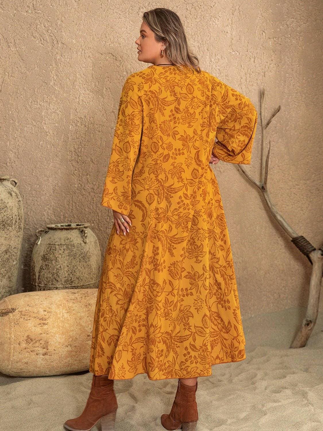 Elegant Printed Plus Size Slit Long Sleeve DressUpgrade Your Wardrobe with Style: Elegant Printed Plus Size Slit Long Sleeve Dress
 
 Embrace elegance and sophistication with this stunning printed dress
 FeaturingLove Salve Size Slit Long Sleeve Dressplus