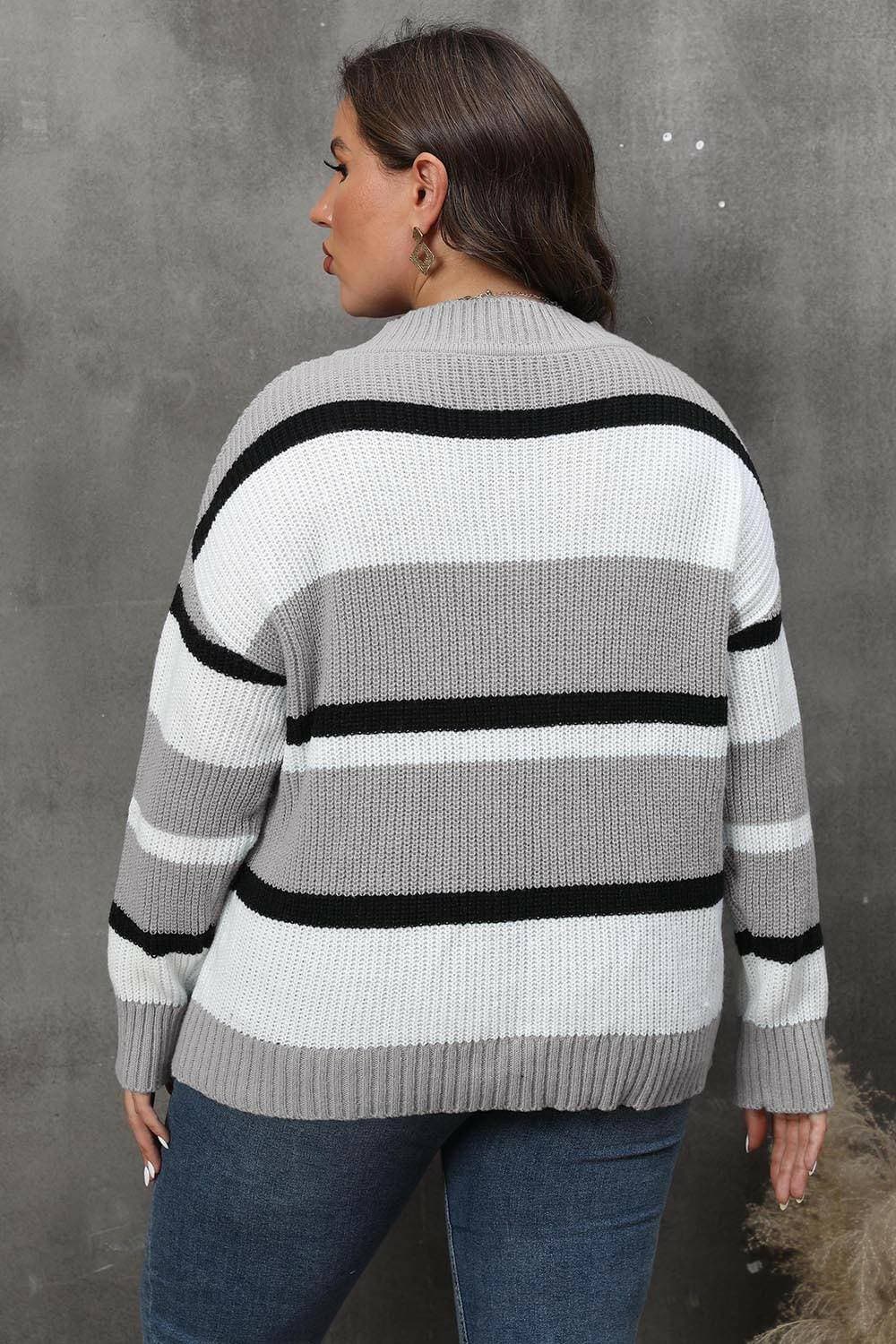 Cozy Striped V-Neck Oversized SweaterStay Stylish and Comfy with Our Cozy Striped V-Neck Oversized Sweater
 Upgrade your wardrobe with our Cozy Striped V-Neck Oversized Sweater, perfect for both lounginLove Salve -Neck Oversized Sweaterplus