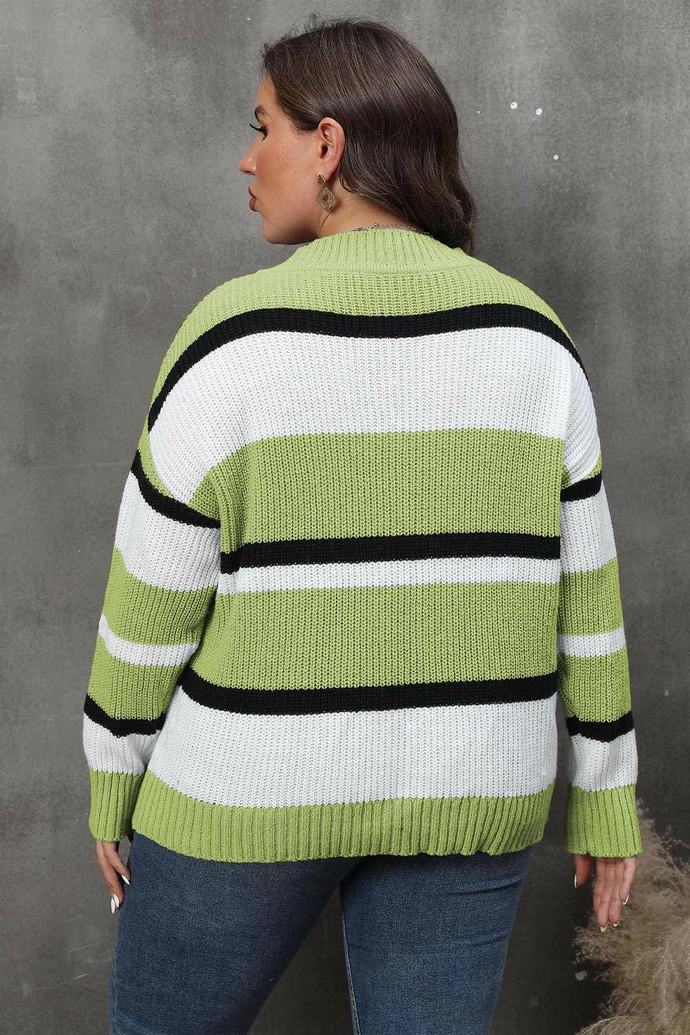 Cozy Striped V-Neck Oversized SweaterStay Stylish and Comfy with Our Cozy Striped V-Neck Oversized Sweater
 Upgrade your wardrobe with our Cozy Striped V-Neck Oversized Sweater, perfect for both lounginLove Salve -Neck Oversized Sweaterplus