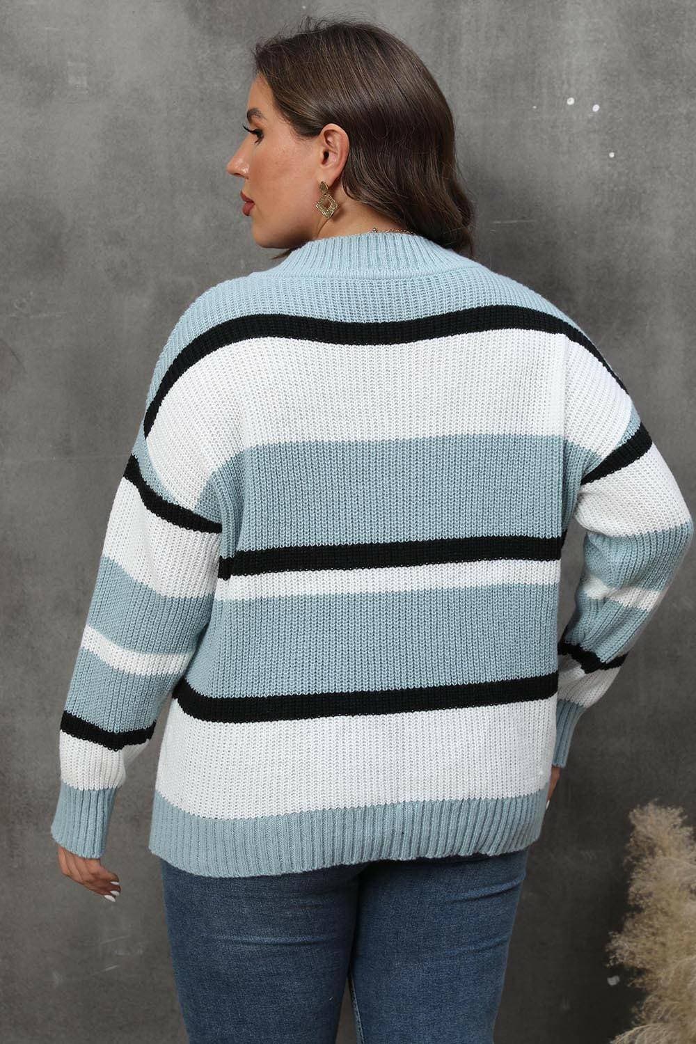 Cozy Striped V-Neck Oversized SweaterStay Stylish and Comfy with Our Cozy Striped V-Neck Oversized Sweater
 Upgrade your wardrobe with our Cozy Striped V-Neck Oversized Sweater, perfect for both lounginLove Salve -Neck Oversized Sweaterplus