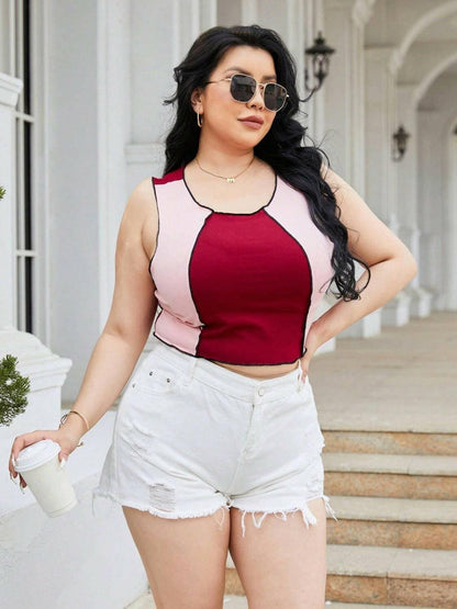 Curvy Contrast Round Neck Sleeveless TopCurvy Contrast Round Neck Sleeveless Top
 Revamp your style with our Curvy Contrast Round Neck Sleeveless Top, a versatile piece designed to elevate your everyday loLove Salve Curvy Contrast Round Neck Sleeveless Topplus