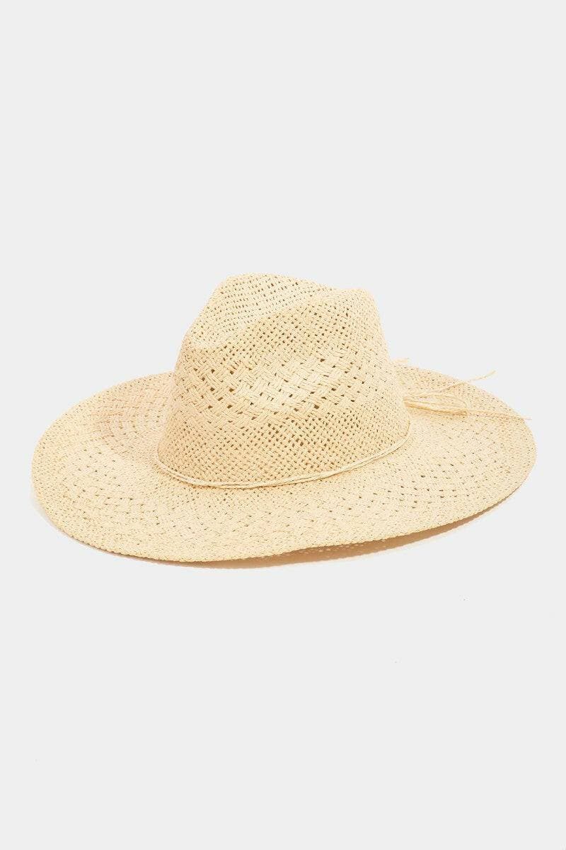 Sunshine Sophistication: Braided Straw Sun Hat with Wide BrimIndulge in Summer Sophistication
 Upgrade your summer style with our Sunshine Sophistication: Braided Straw Sun Hat with Wide Brim. Crafted from natural straw, this Love Salve Braided Straw Sun Hat