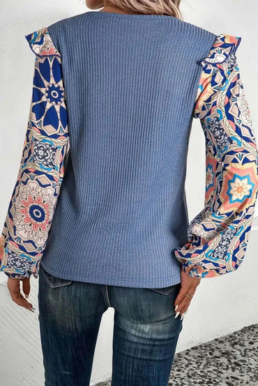 Sheer ruffled long sleeve top - Love Salve 