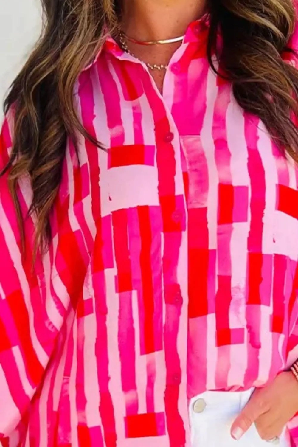 Chic color block long sleeve shirt - Love Salve 