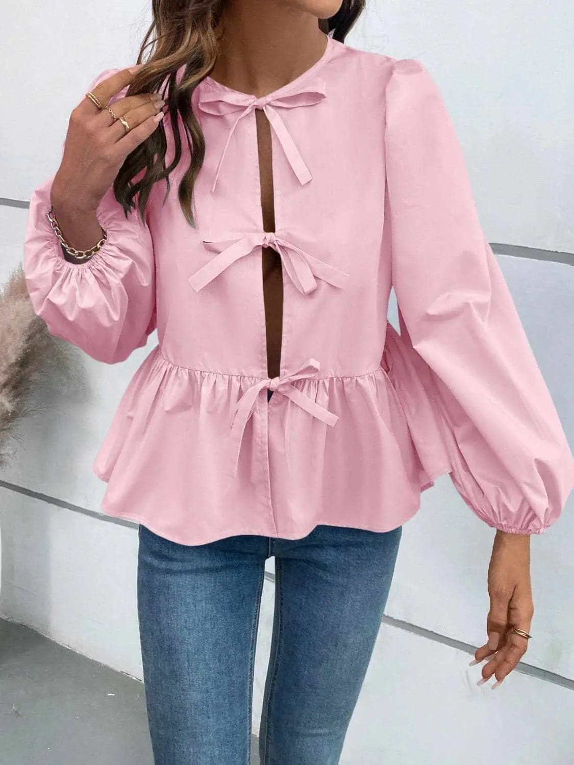 Chic long sleeve peplum top - Love Salve 