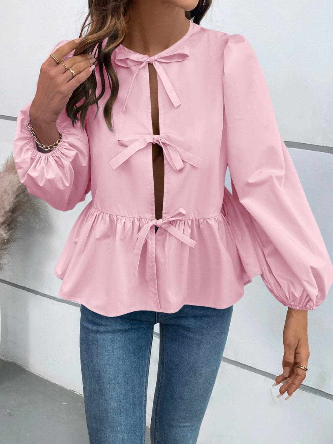Chic long sleeve peplum top - Love Salve 