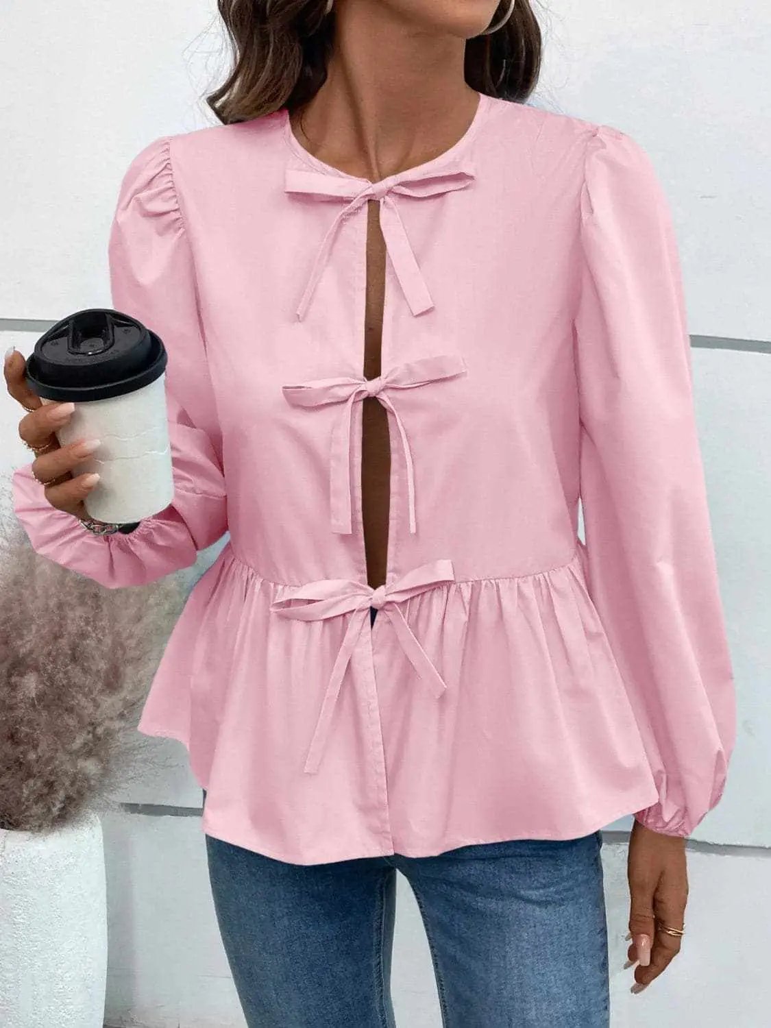 Chic long sleeve peplum top - Love Salve 
