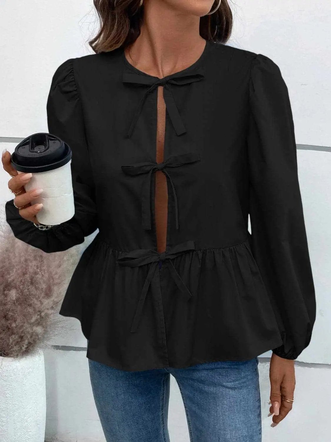 Chic long sleeve peplum top - Love Salve 