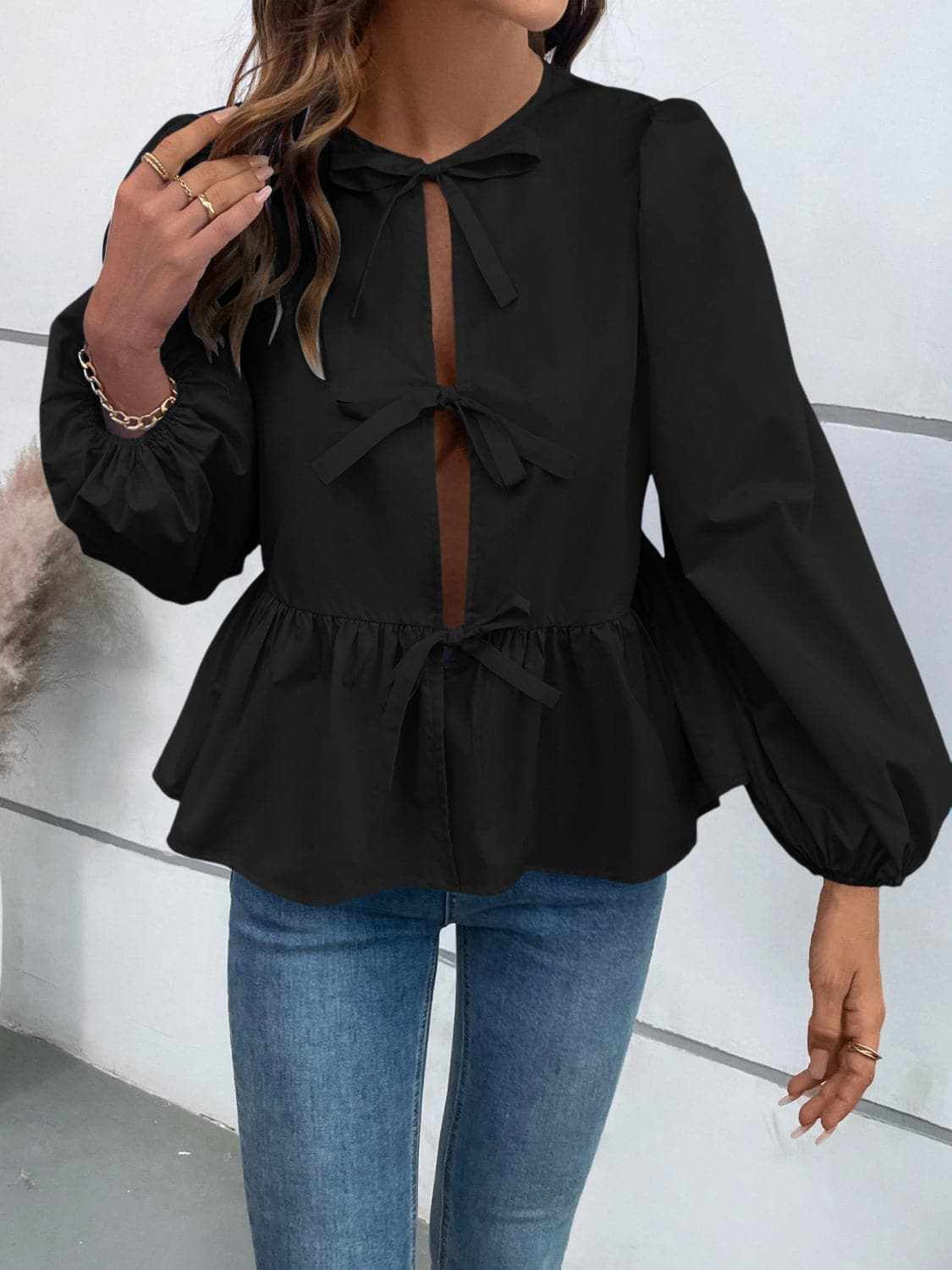 Chic long sleeve peplum top - Love Salve 