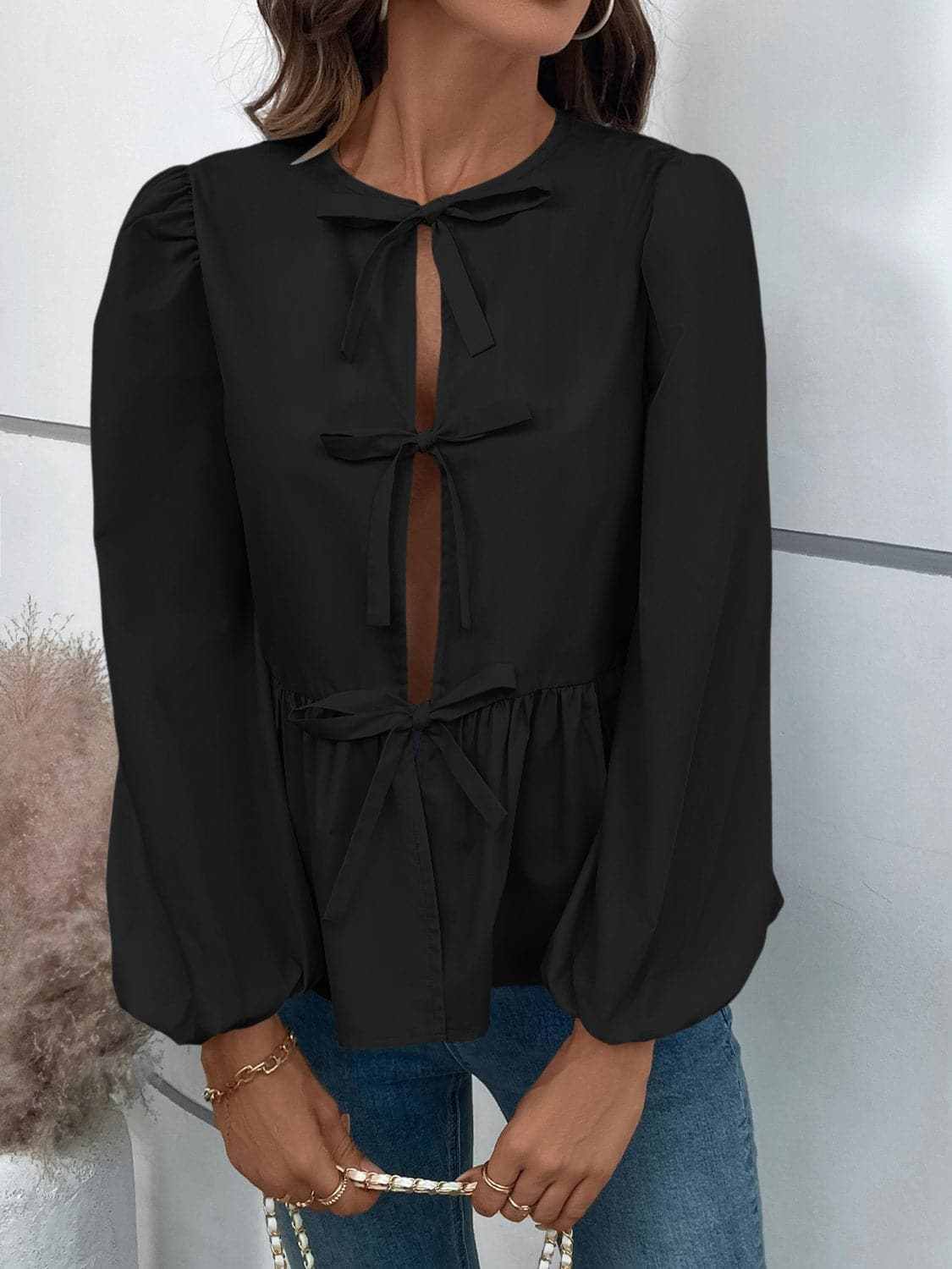 Chic long sleeve peplum top - Love Salve 