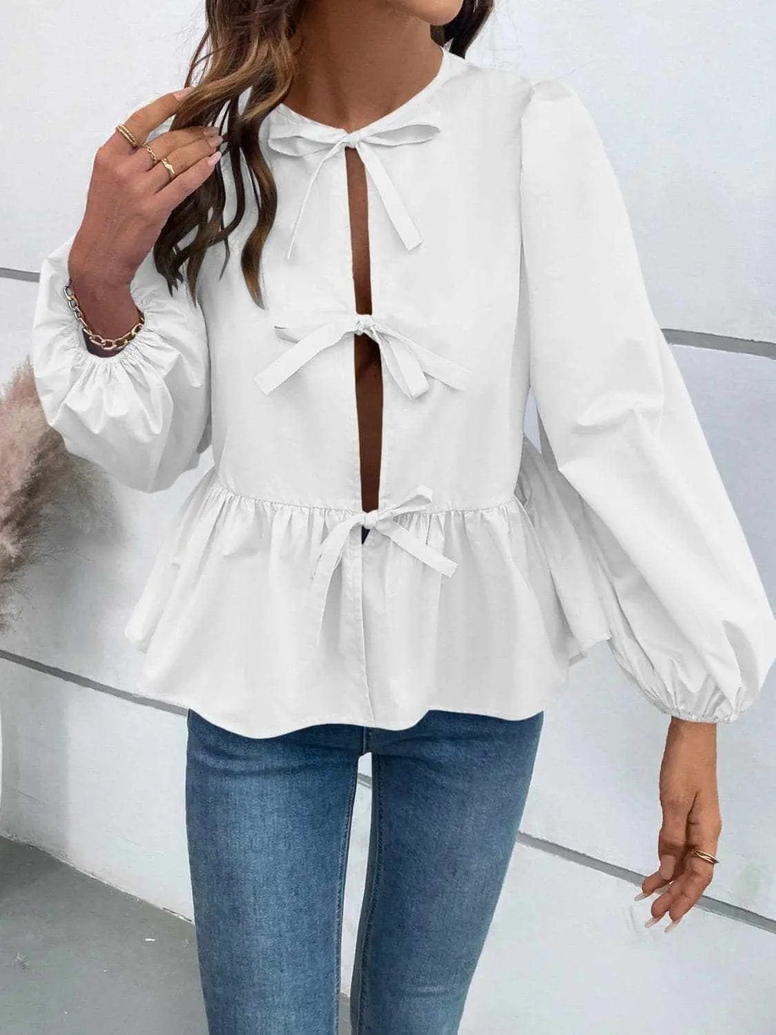 Chic long sleeve peplum top - Love Salve 
