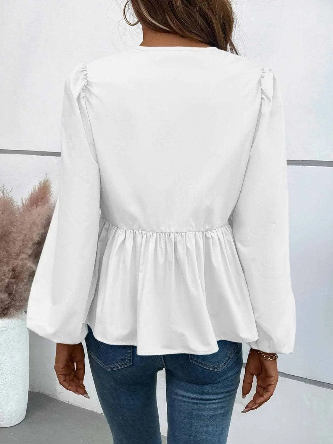 Chic long sleeve peplum top - Love Salve 