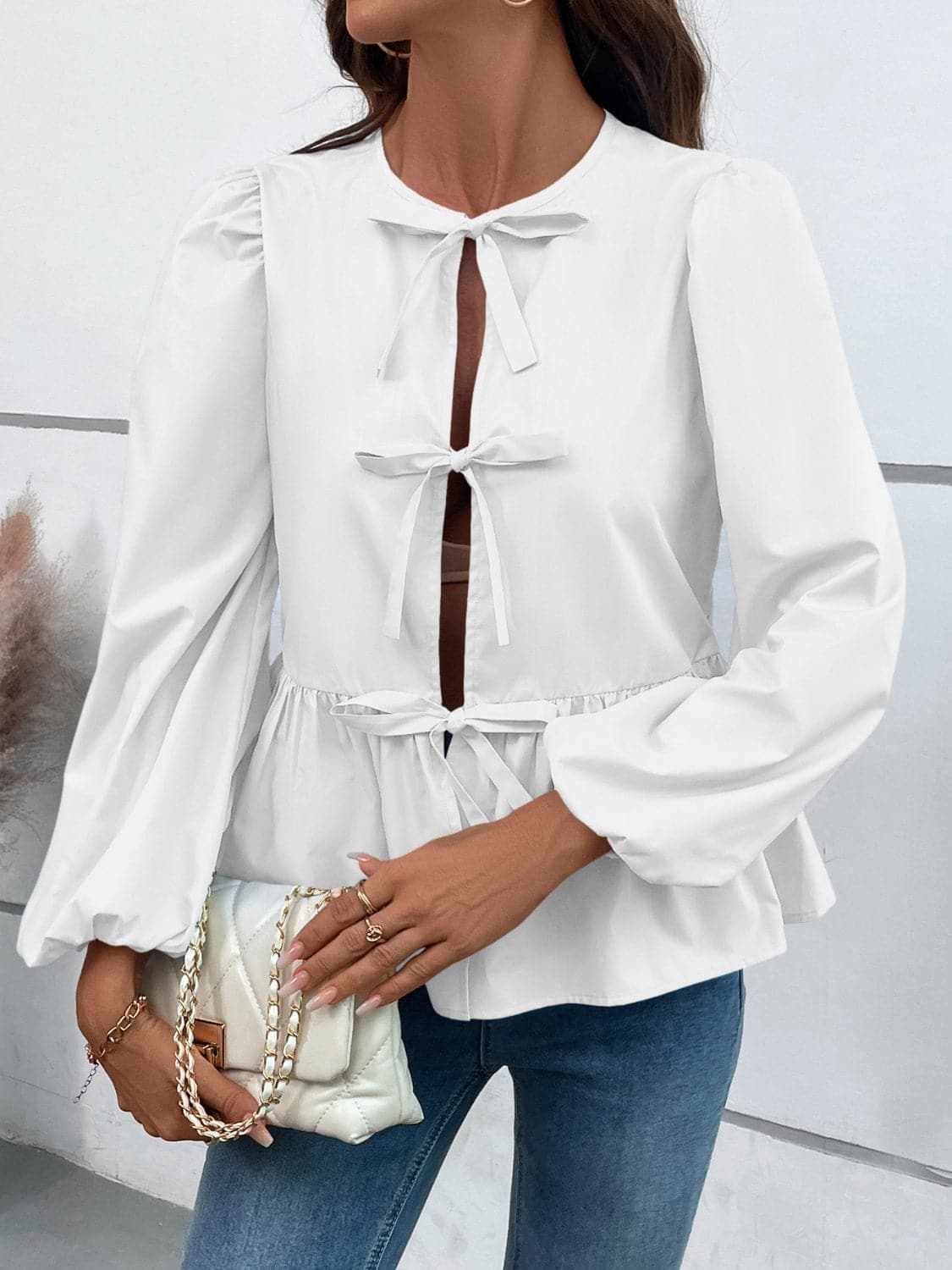 Chic long sleeve peplum top - Love Salve 