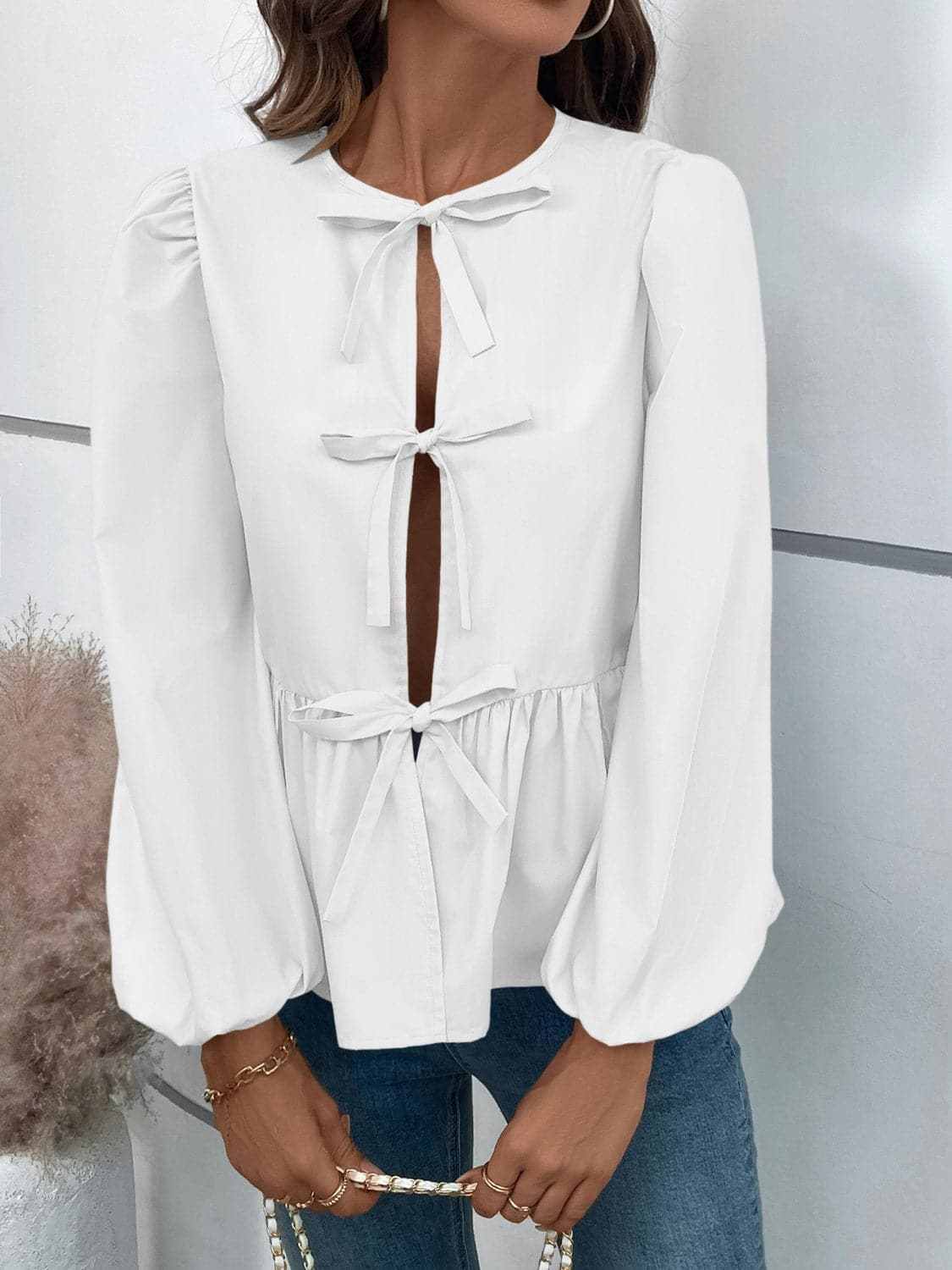 Chic long sleeve peplum top - Love Salve 