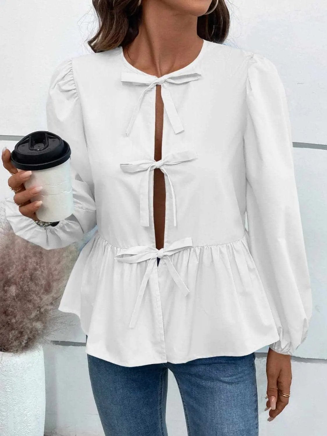 Chic long sleeve peplum top - Love Salve 