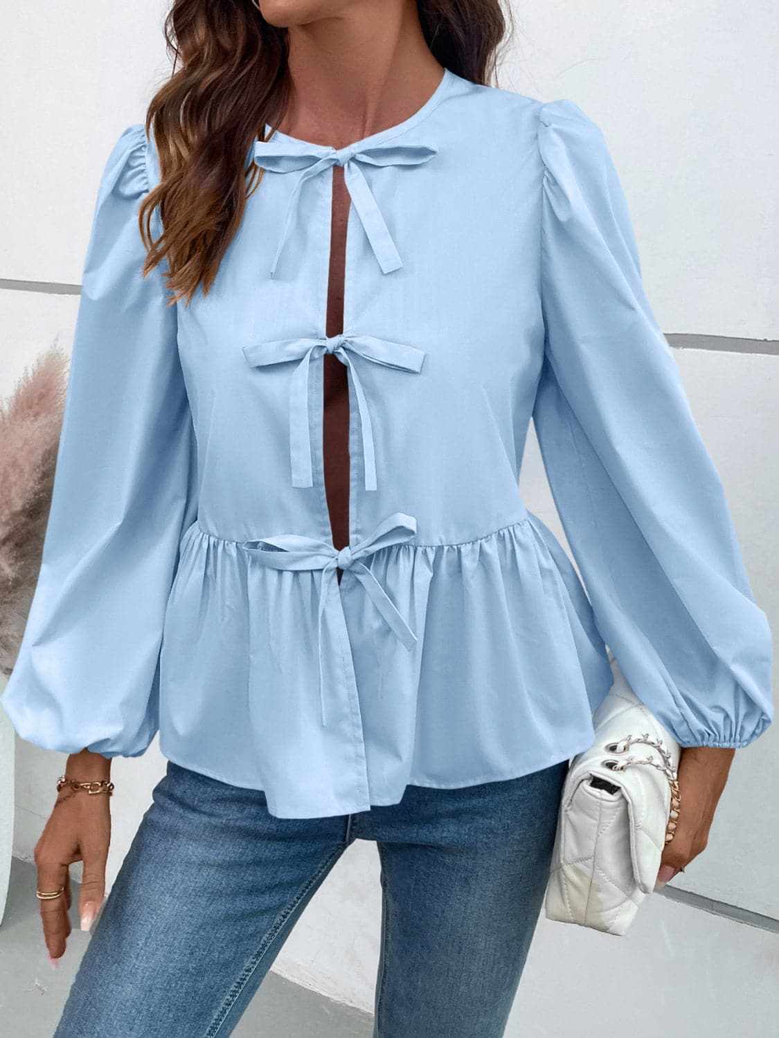 Chic long sleeve peplum top - Love Salve 