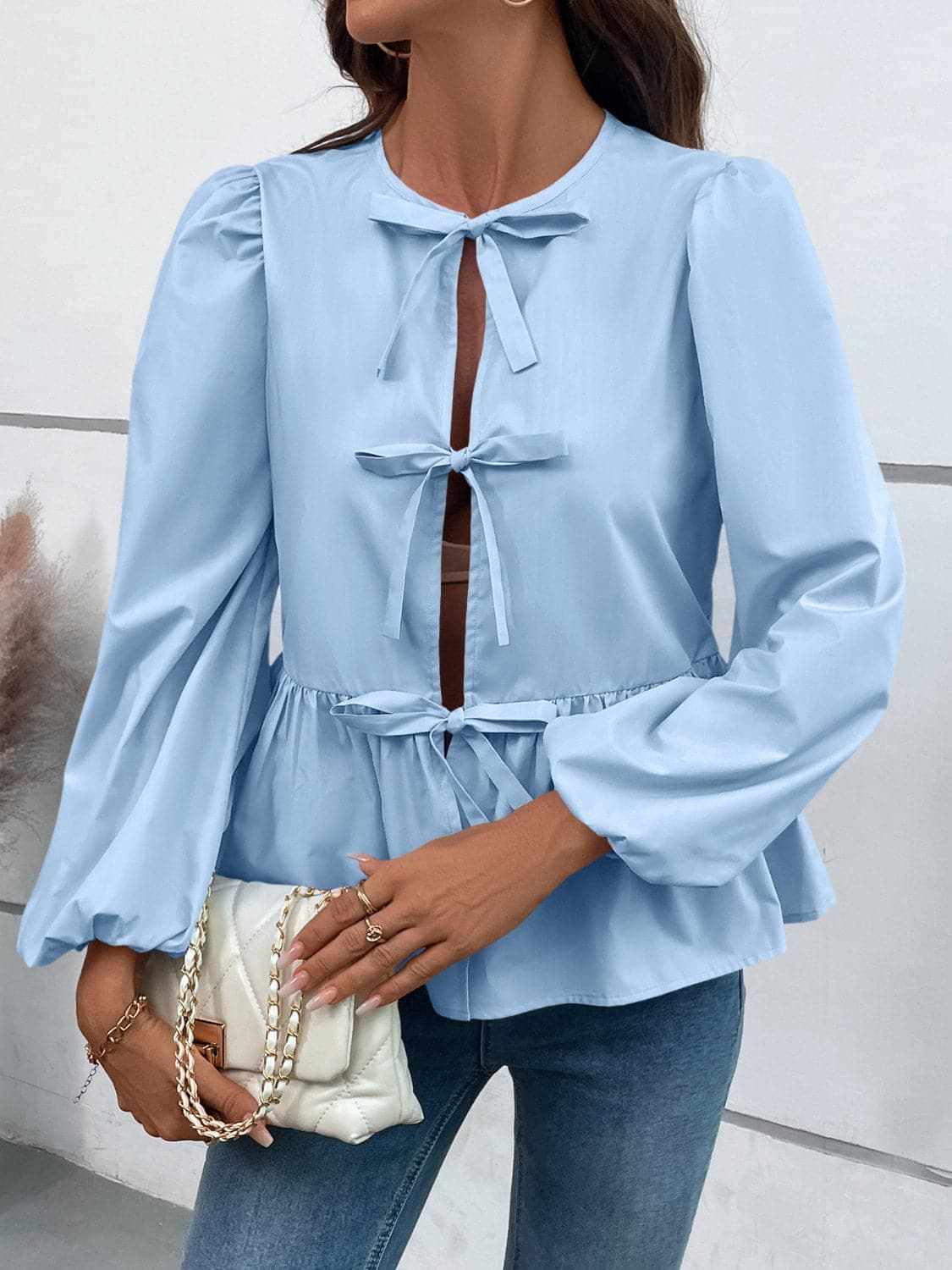 Chic long sleeve peplum top - Love Salve 
