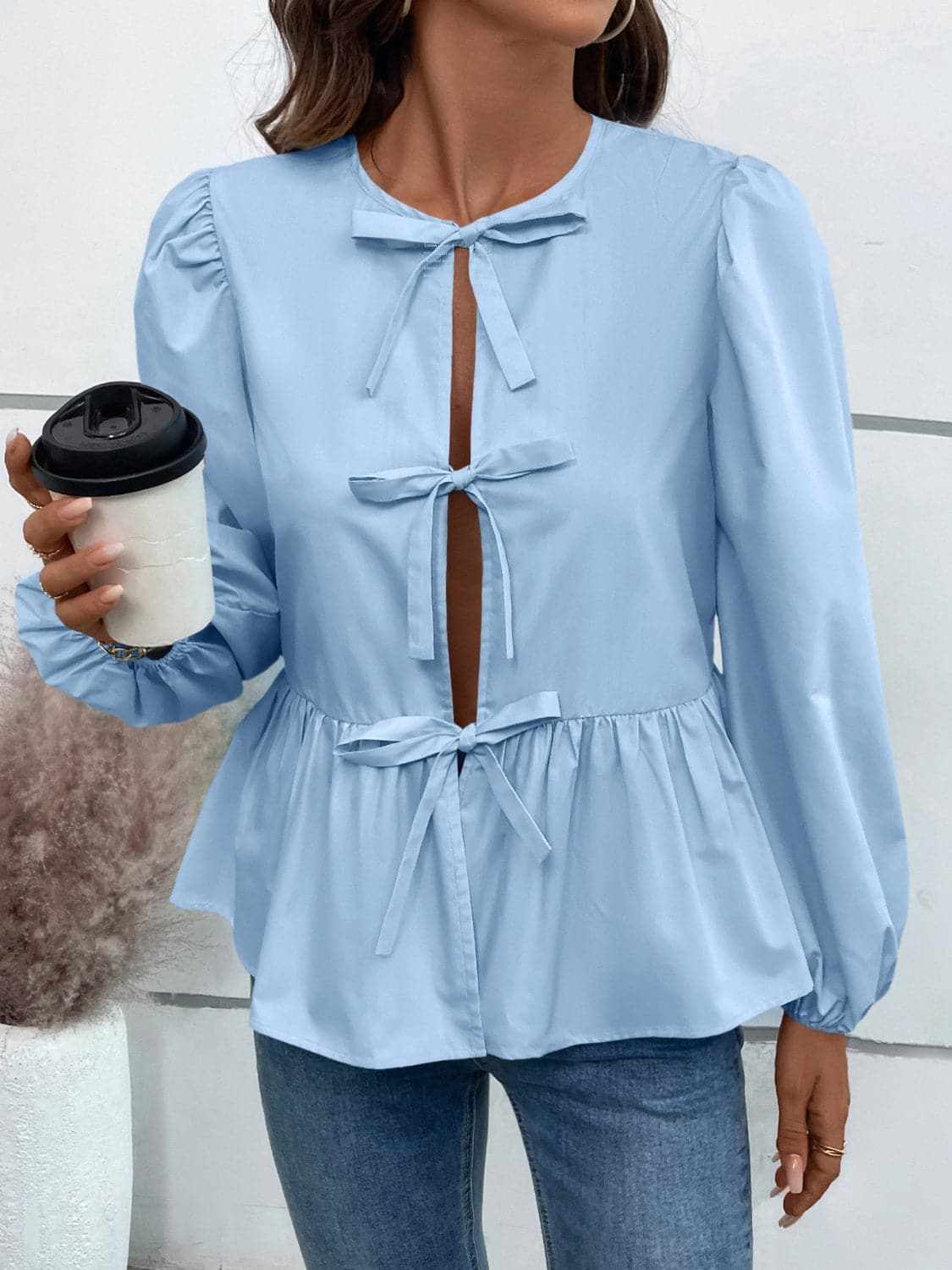 Chic long sleeve peplum top - Love Salve 