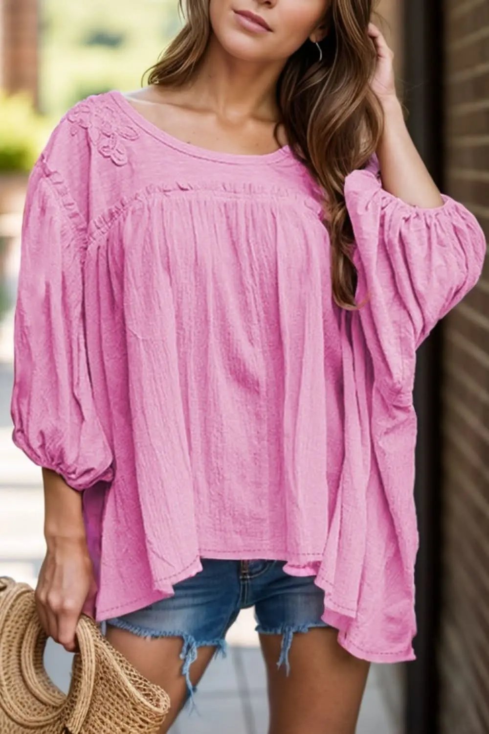 Lace detail cotton blouse for women - Love Salve 