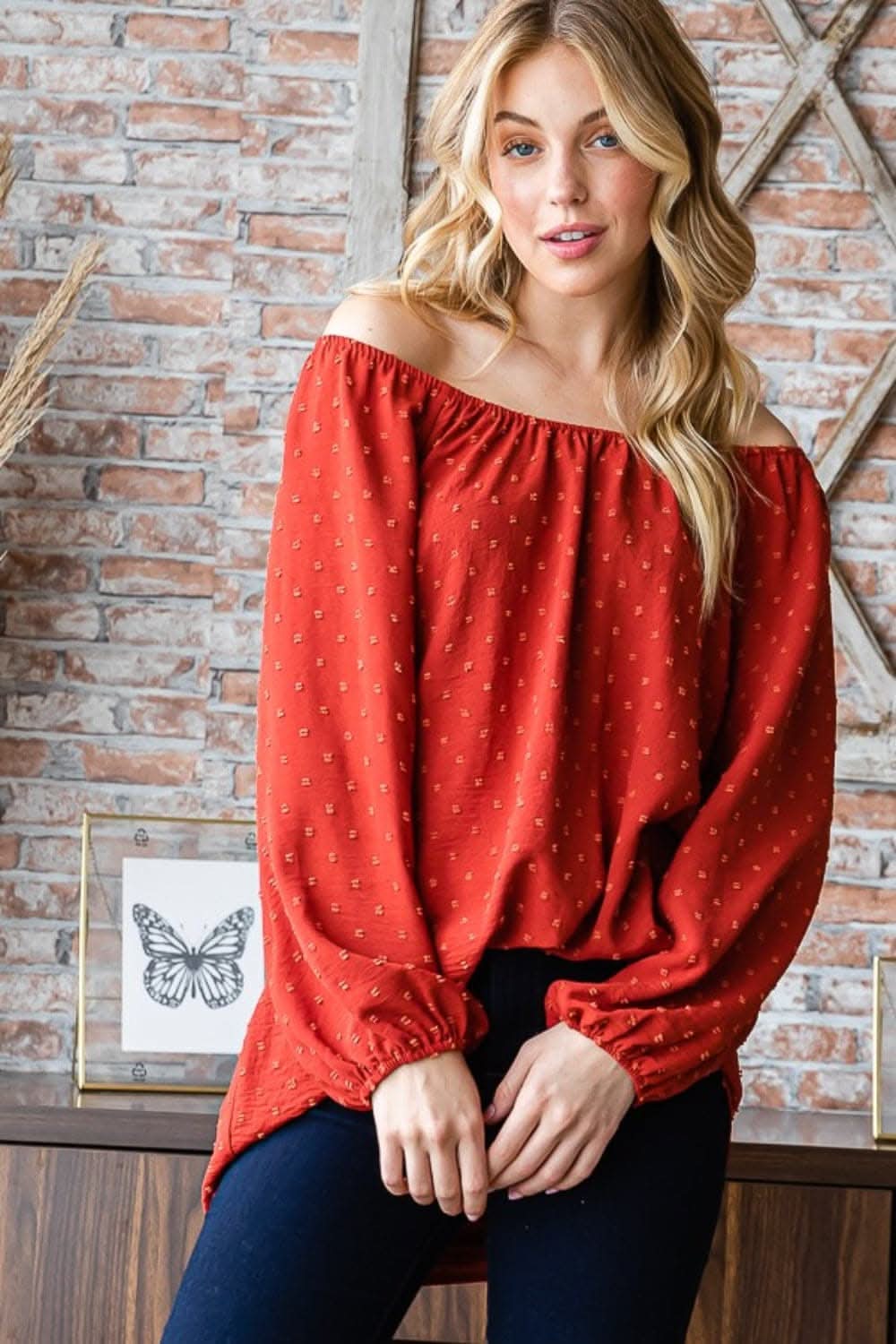 Heimish off-shoulder swiss dot top - Love Salve 