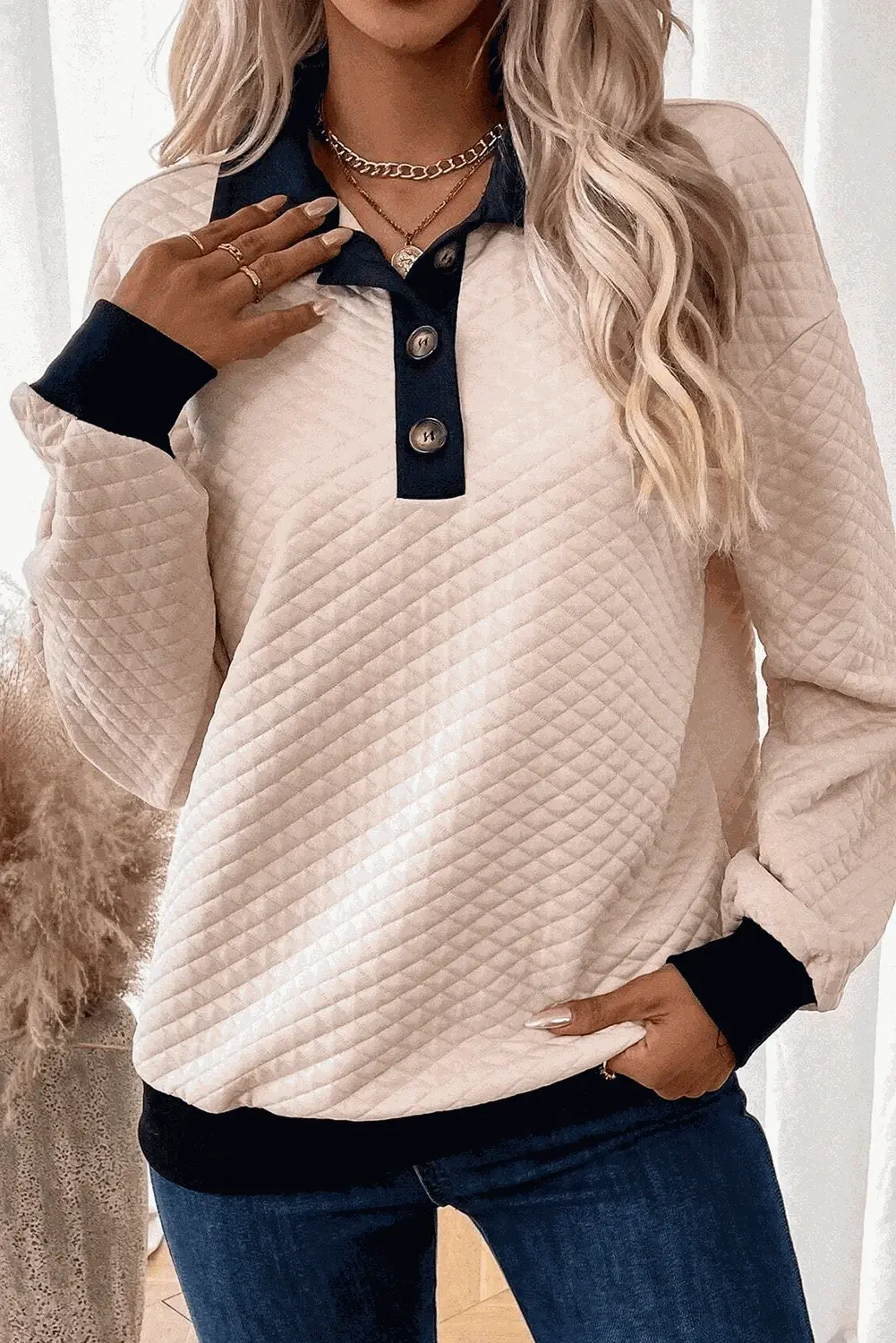 Chic long sleeve collared blouse - Love Salve 