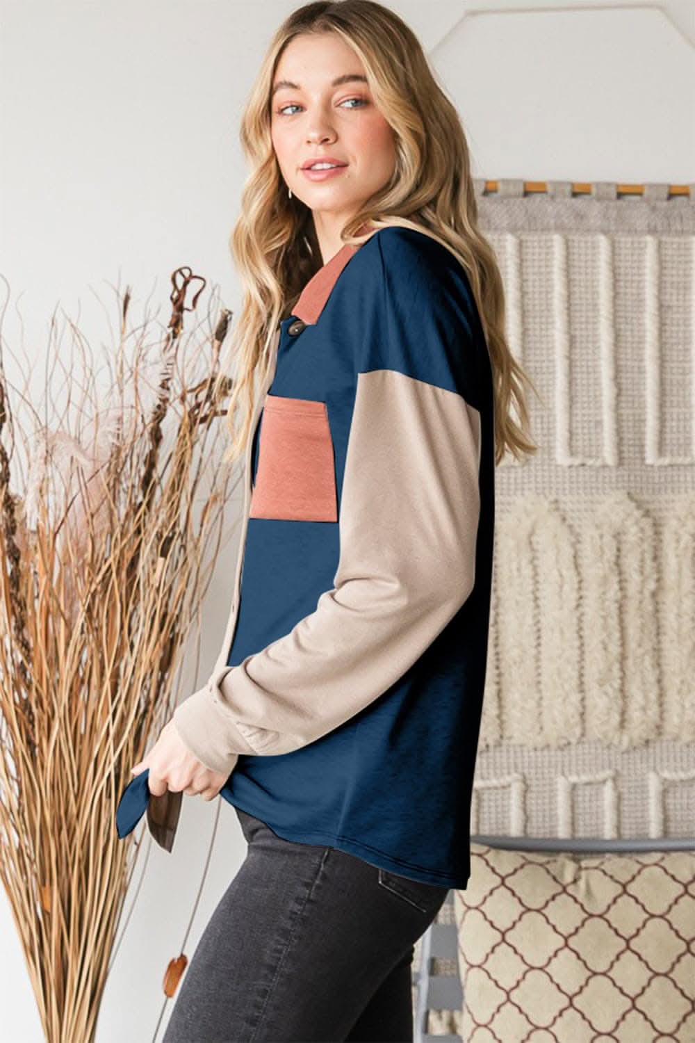Color block button-down shirt - Love Salve 
