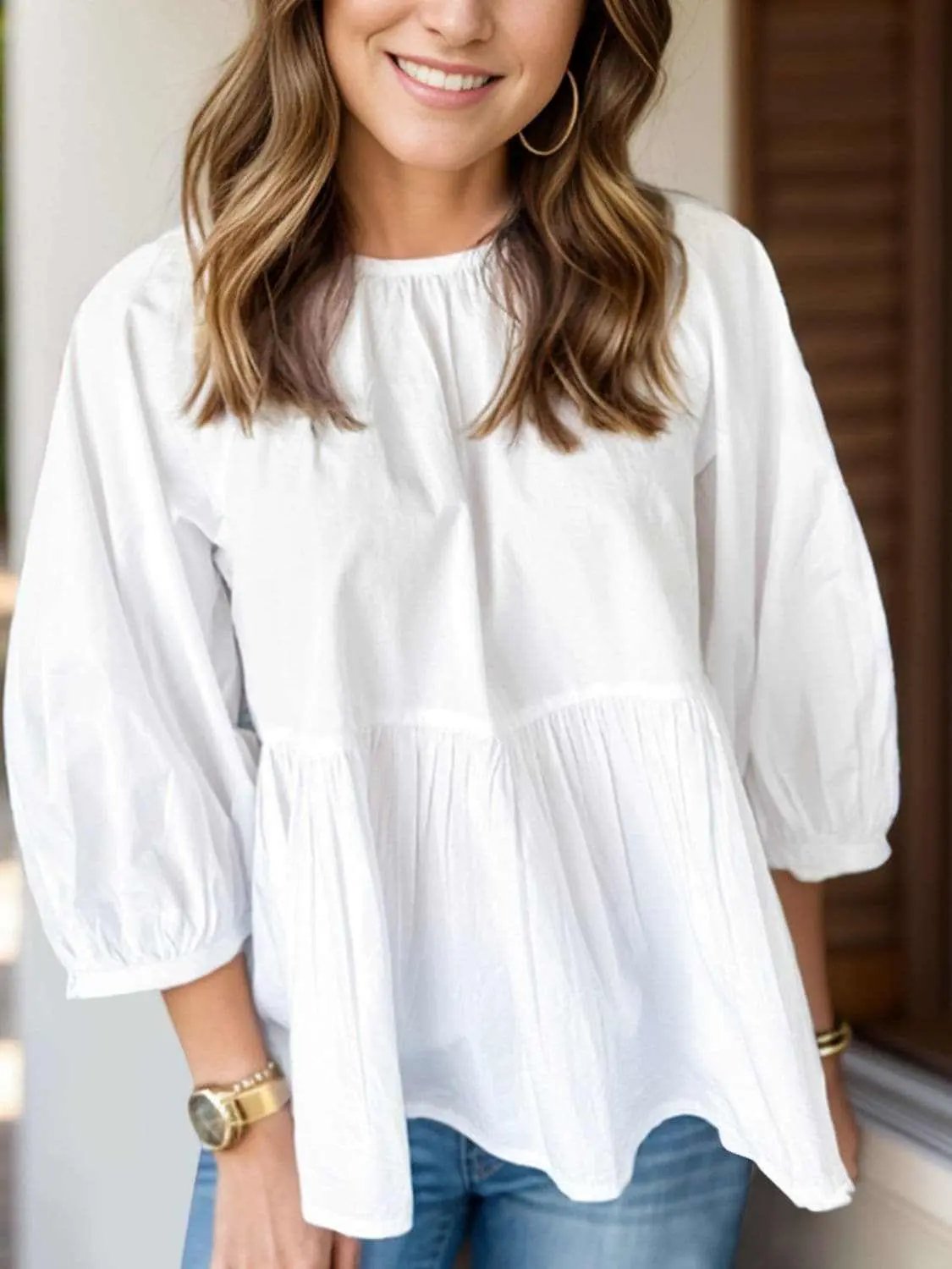 Elegant cotton blouse with bow - Love Salve 