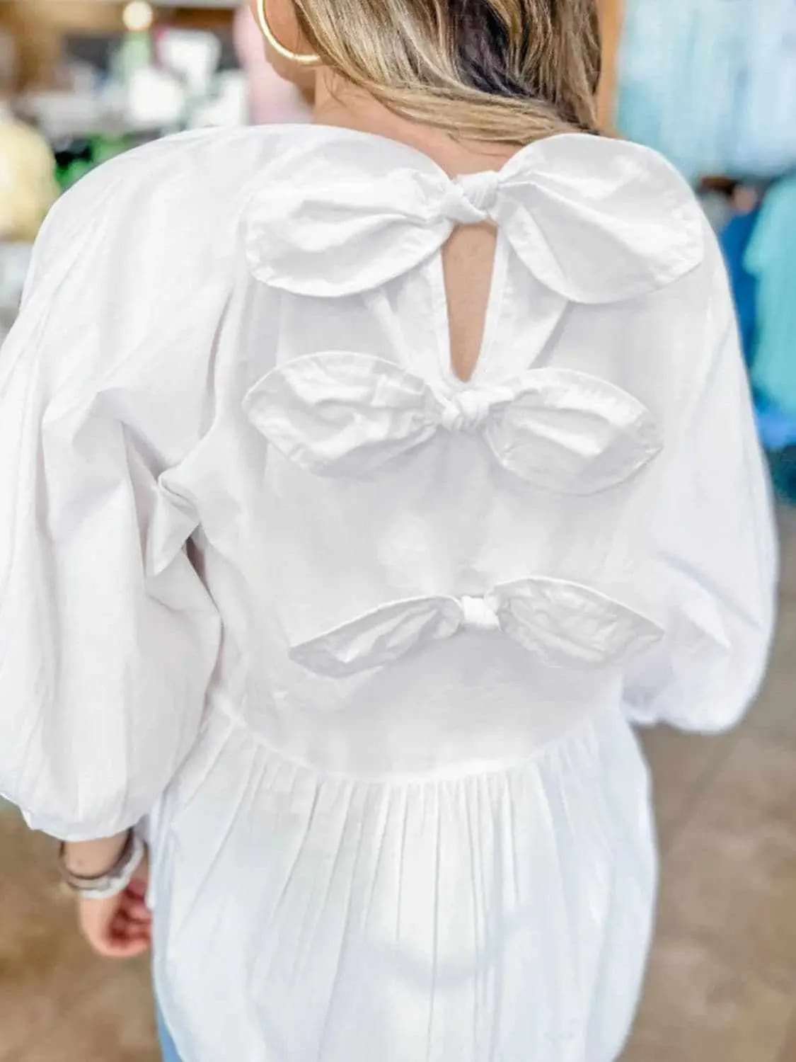 Elegant cotton blouse with bow - Love Salve 