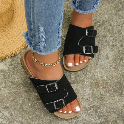 Open Toe Sandals with Metal BuckleOpen Toe Sandals with Metal Buckle
 Step into style and comfort with our Open Toe Sandals adorned with a chic metal buckle accent. Elevate your fashion game with theLove Salve Open Toe SandalsShoes