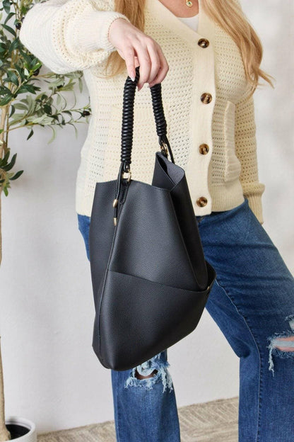 Chic Vegan Leather Handbag Set with Zipper PouchIndulge in Style and Functionality
 Discover the perfect blend of fashion-forward design and practicality with our Chic Vegan Leather Handbag Set with Zipper Pouch. Love Salve Chic Vegan Leather Handbag SetShoes