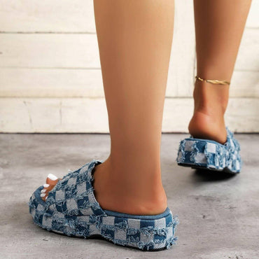 Plaid Faux Leather Platform SandalsPlaid Faux Leather Platform Sandals
 Step into style with our Plaid Faux Leather Platform Sandals. Elevate your look with these mid-heel sandals that offer a perfectLove Salve Plaid Faux Leather Platform SandalsShoes