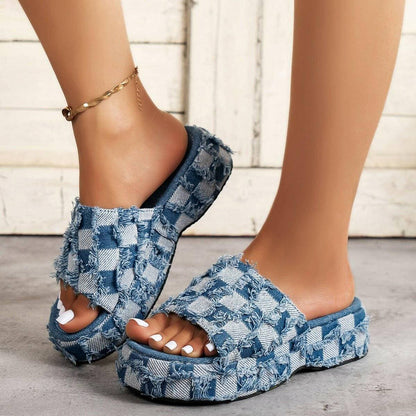 Plaid Faux Leather Platform SandalsPlaid Faux Leather Platform Sandals
 Step into style with our Plaid Faux Leather Platform Sandals. Elevate your look with these mid-heel sandals that offer a perfectLove Salve Plaid Faux Leather Platform SandalsShoes