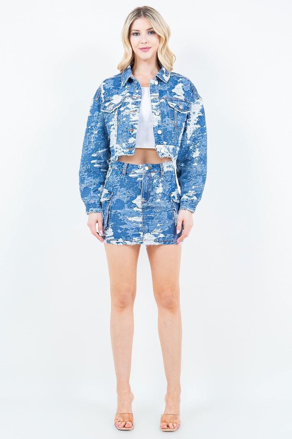 Jacquard mini skirt with pockets - Love Salve 
