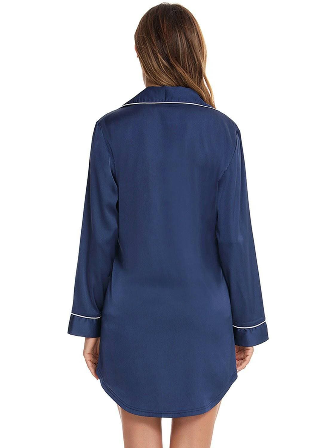 Sophisticated Button-Up Night Dress with Pocket and Lapel CollarExperience Elegance and Convenience
 Indulge in sophistication and comfort with our Sophisticated Button-Up Night Dress, a perfect blend of style and functionality.
Love Salve Sophisticated Button-Sleep