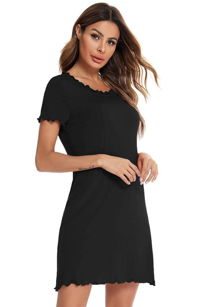 Cozy Short Sleeve Lounge Dress with Round NeckUpgrade Your Loungewear with Our Cozy Short Sleeve Lounge Dress
 
 
Effortlessly Stylish: Embrace a basic yet trendy style with our lounge dress featuring a round neLove Salve Cozy Short Sleeve Lounge DressSleep