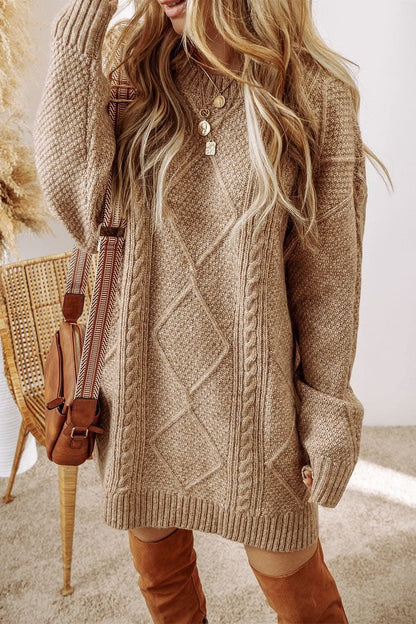 Cozy cable-knit sweater dress - Love Salve 