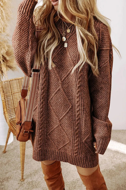 Cozy cable-knit sweater dress - Love Salve 