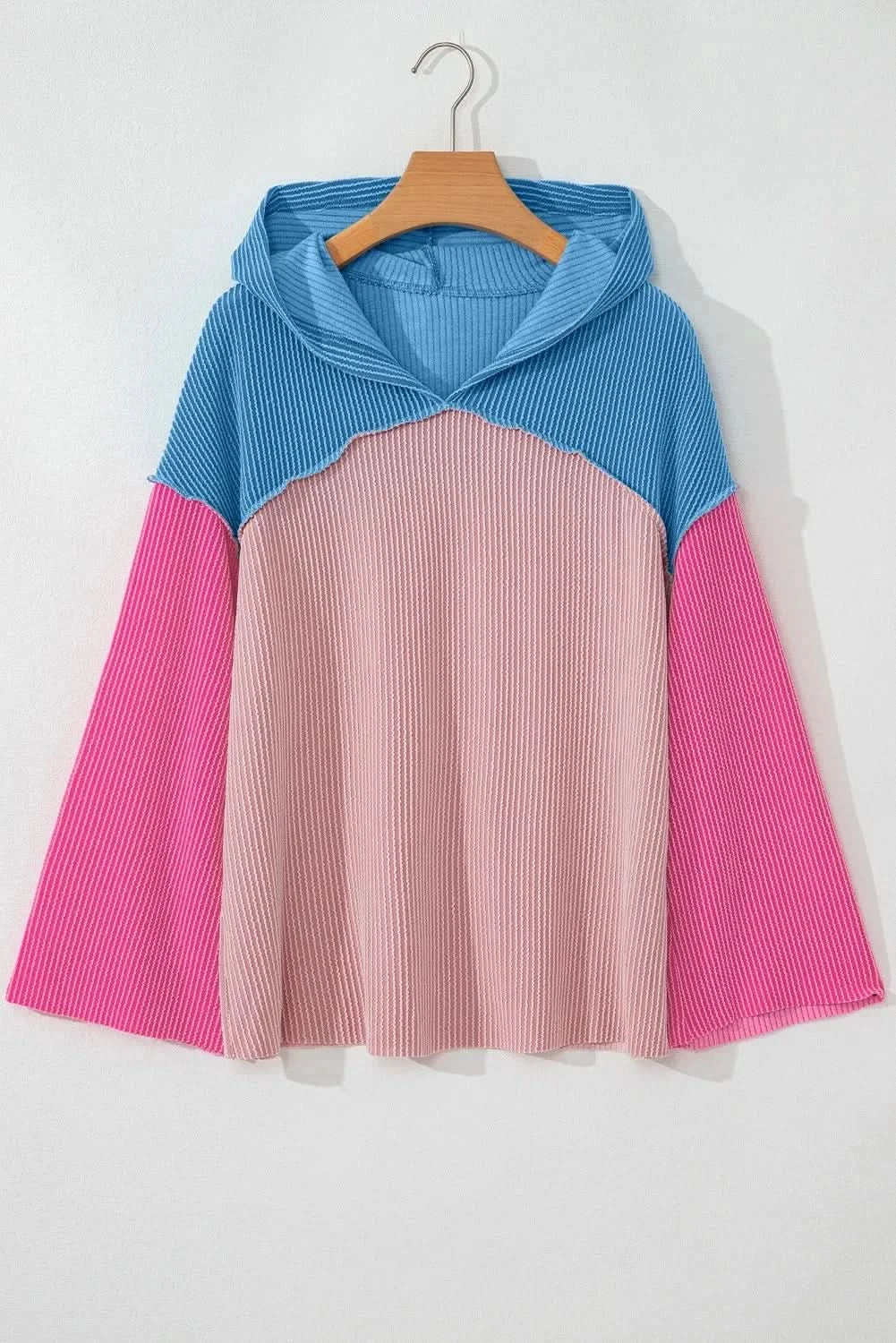 Color block textured hoodie 