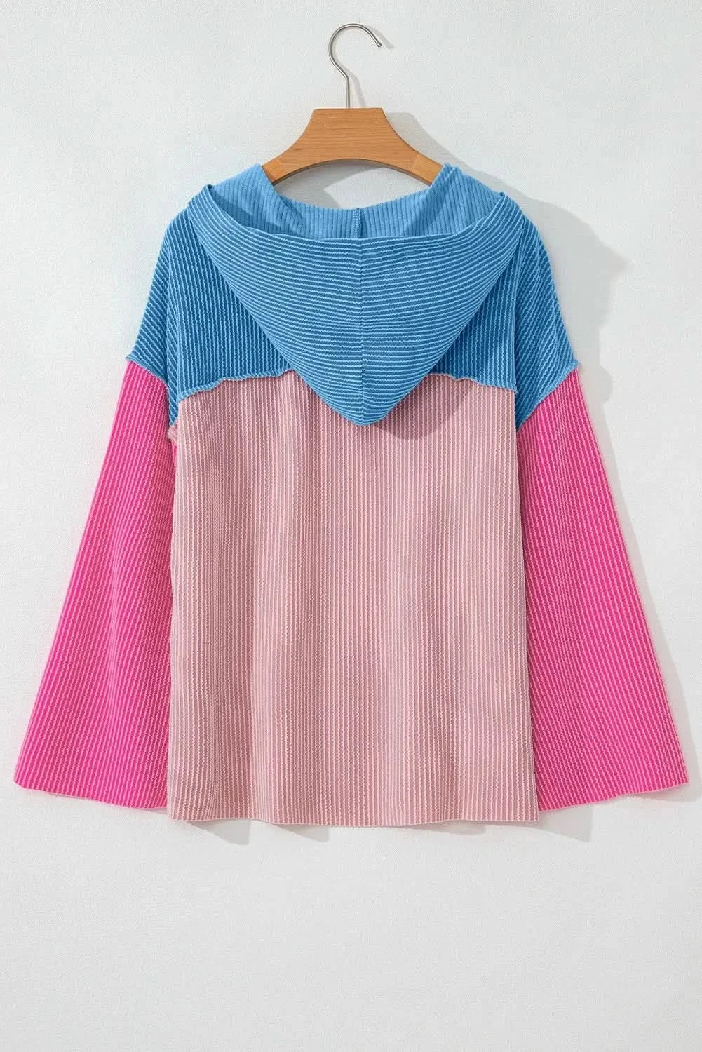 Color block textured hoodie 