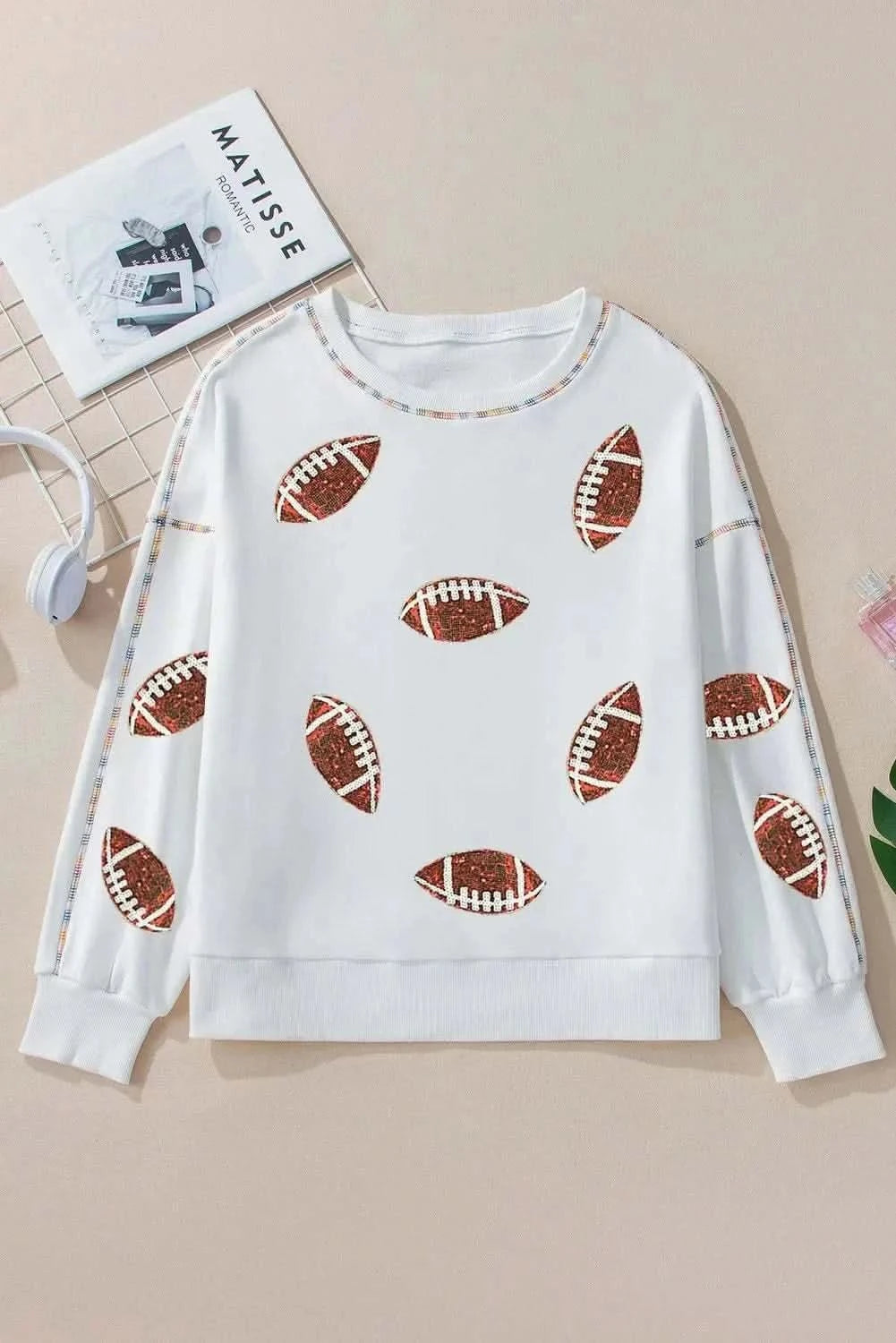 Sequin football sweatshirt - long sleeve - Love Salve 
