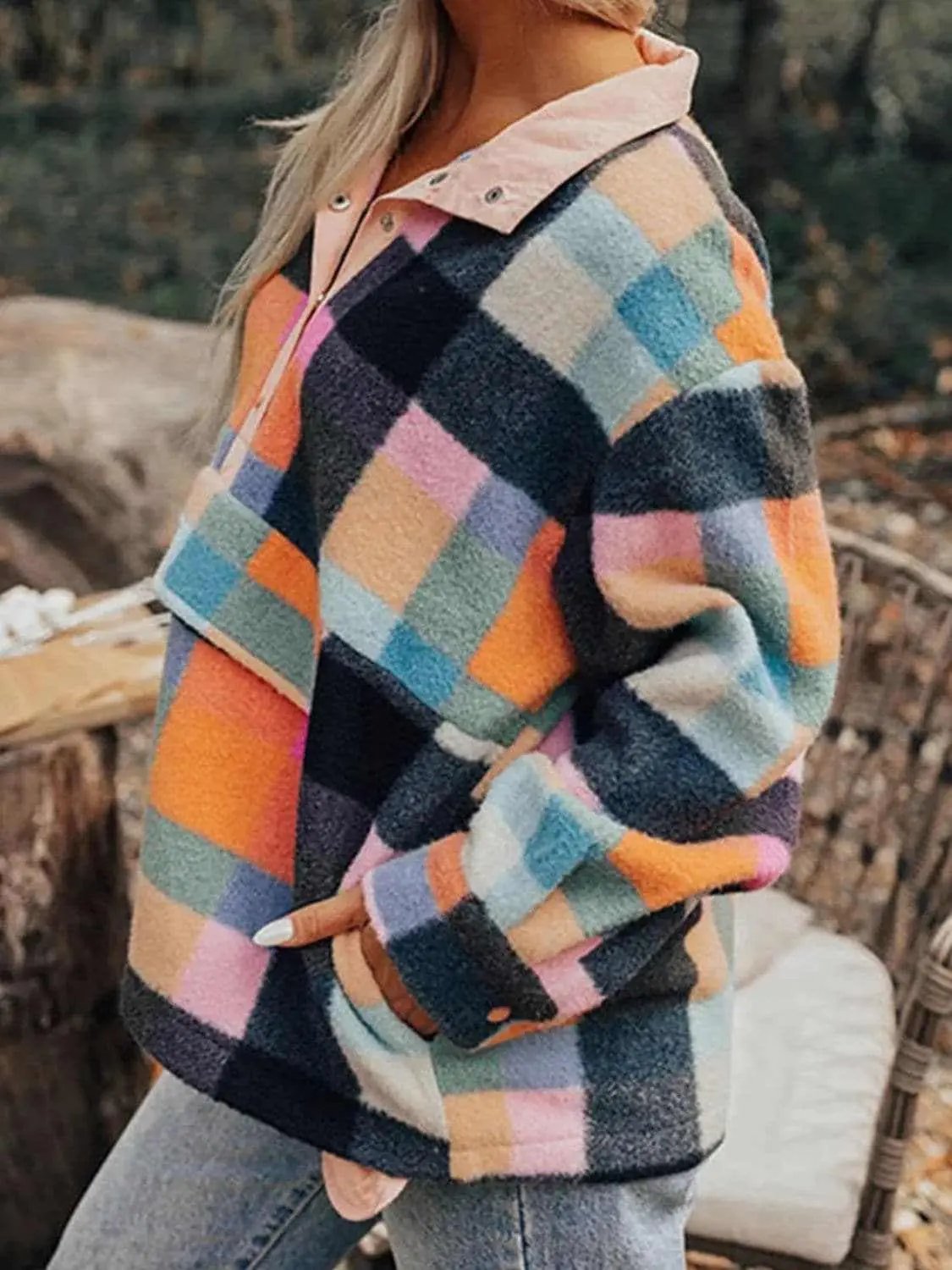 Color block half snap sweatshirt - Love Salve 